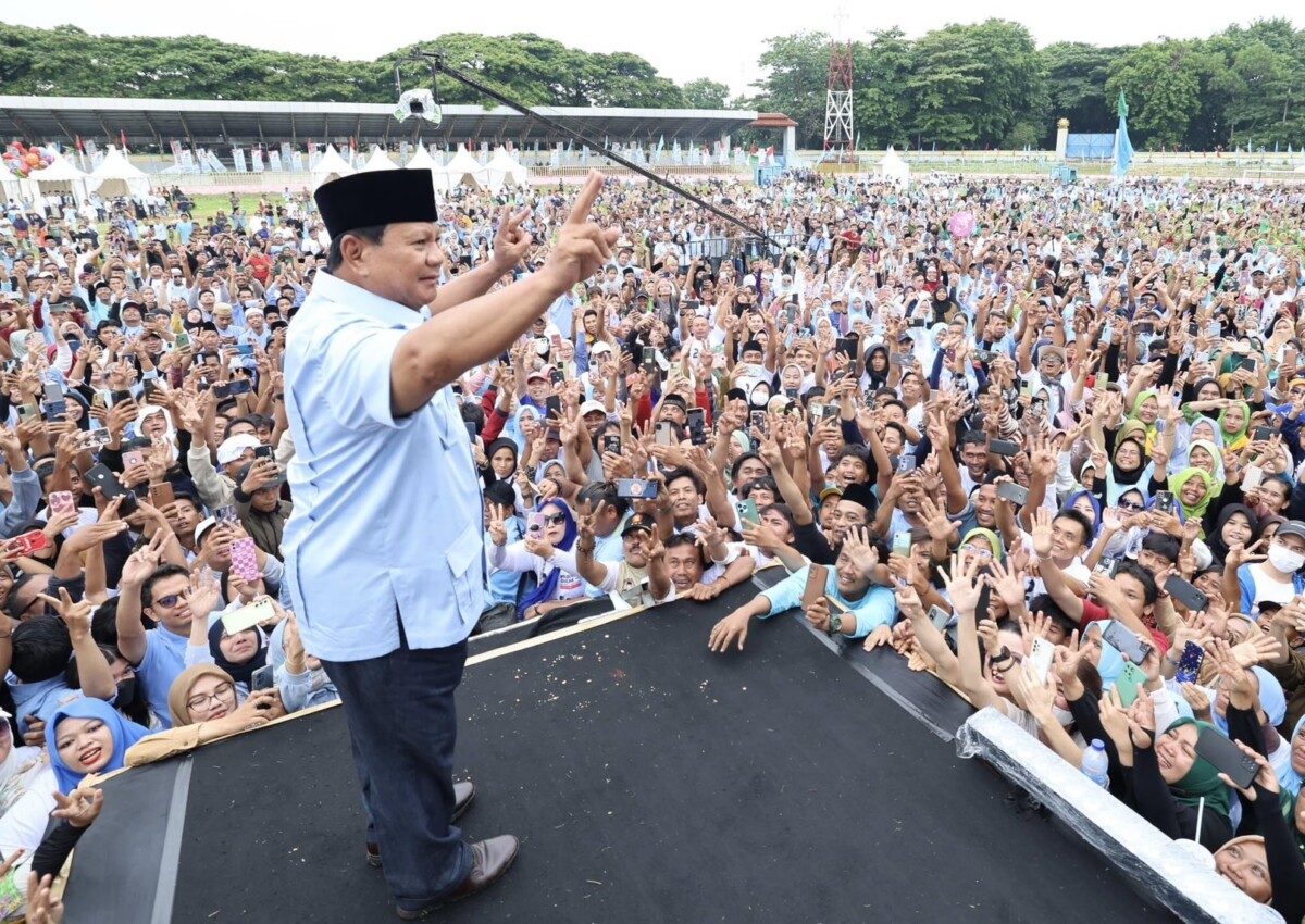 Capres Prabowo Subianto saat menggelar kampanye di Serang, Banten, Sabtu (27/1/2024). (Foto: @prabowo)
