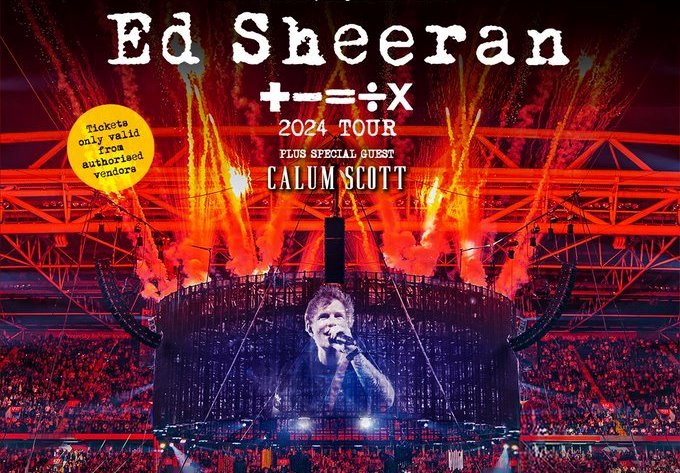 Poster konser Ed Sheeran bertajuk Mathematics 2024 Tour. (Foto: pk-ent.com)