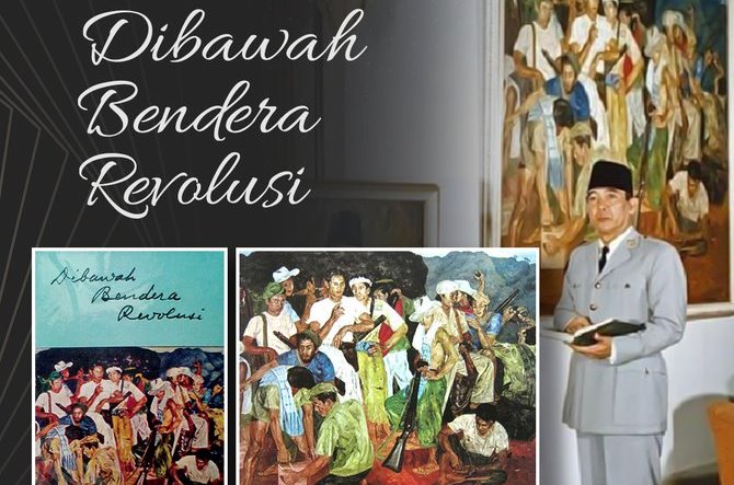 Memperingati 123 tahun kelahiran Bung Karno, PDI Perjuangan menampilkan poster yang memuat gambar buku "Di Bawah Bendera Revolusi" karya Ir Soekarno. (Foto: X/@PDI_Perjuangan)  
