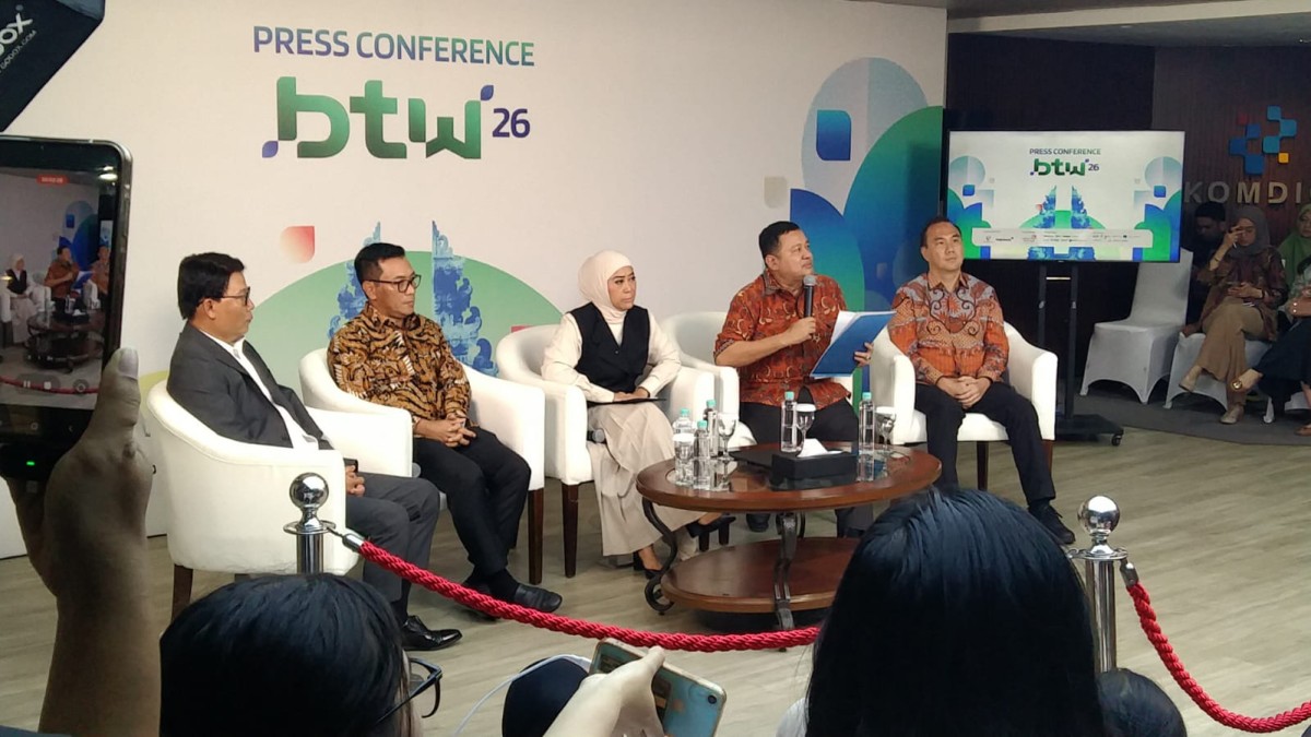  Acara jumpa pers Bali Tech Wweek (BTW) 2026 di gedung Komdigi, Selasa (13/10/2026). (Foto: Istimewa)